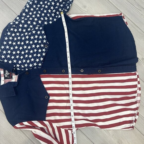 Vtg 80’s ROPER Sport Button Front Shirt Sz 17 Large American Flag Made In USA - Picture 9 of 10